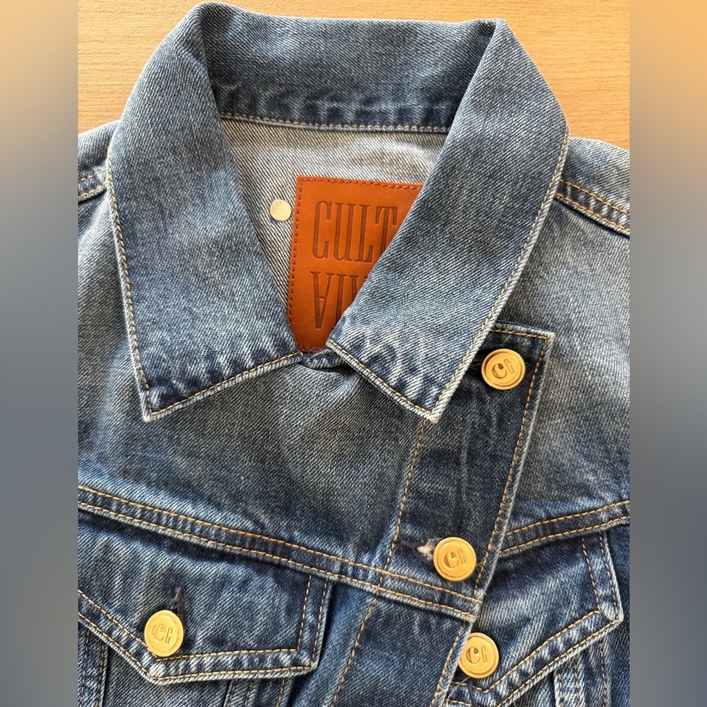 NWT Cult Gaia x Gap Asymmetrical Denim Women's Jeans Jacket Small - Picture 7 of 10